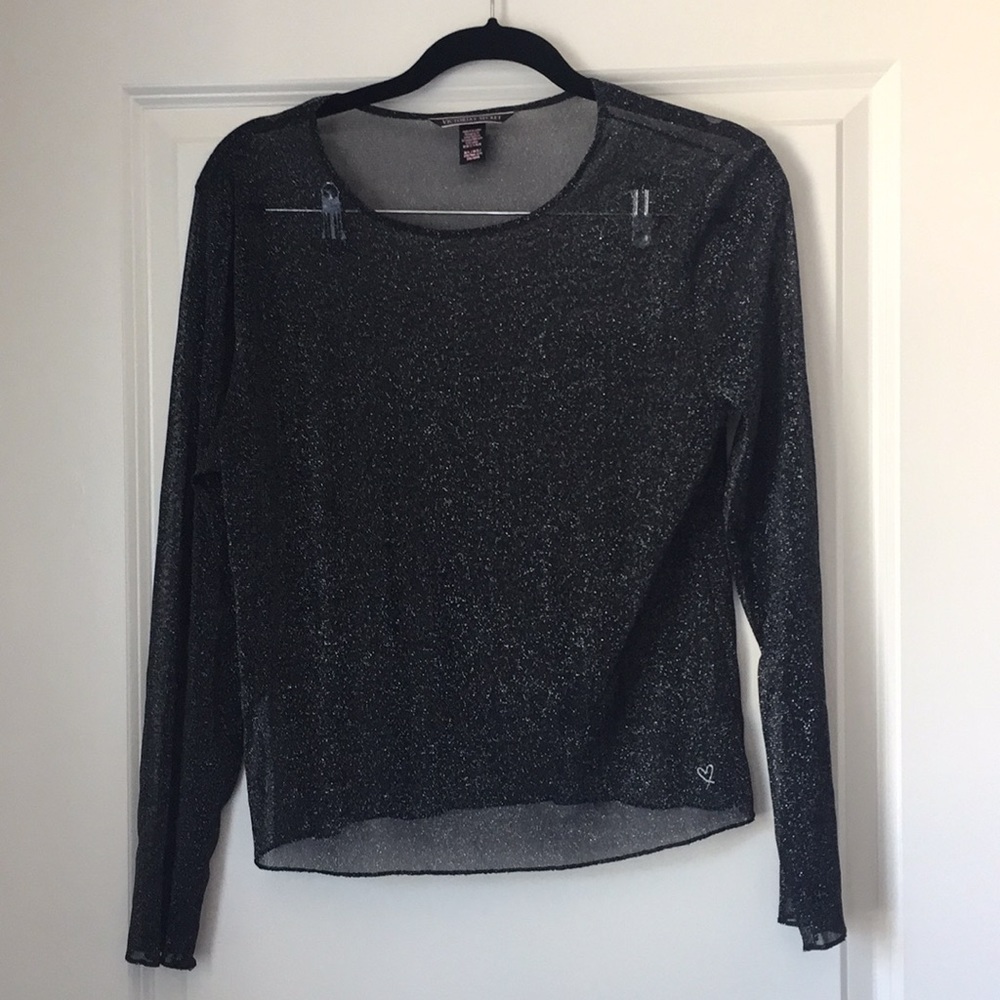 Glitter see through mesh top
